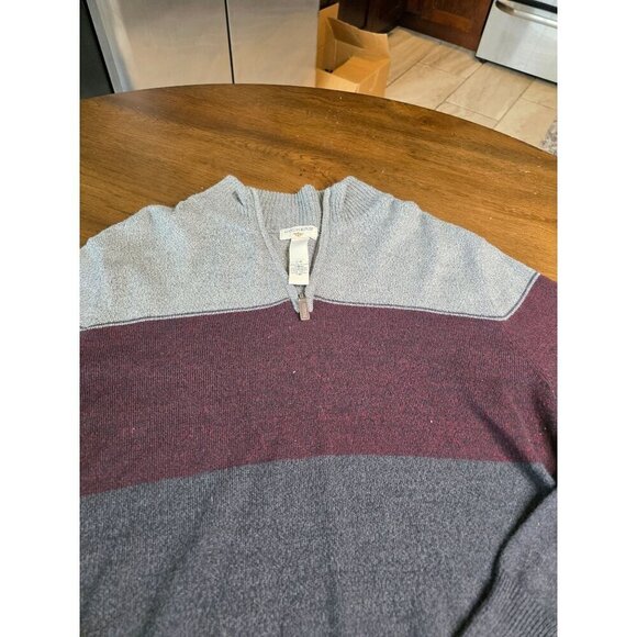 Dockers Mens Colorblock Acrylic Half-Zip Sweater L/G Gray/Burgundy - Picture 8 of 10
